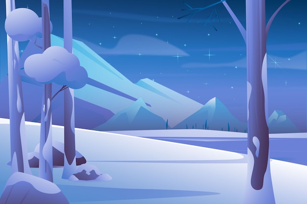 冬季风景雪景插画