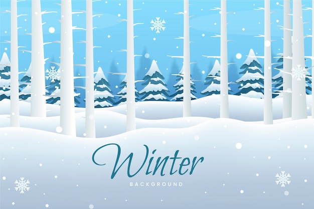 冬季风景雪景森林插画