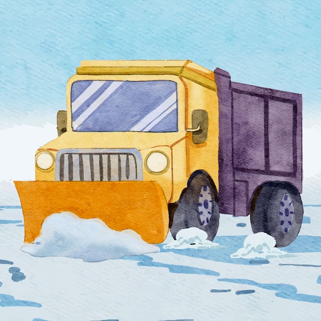冬季铲雪车插画