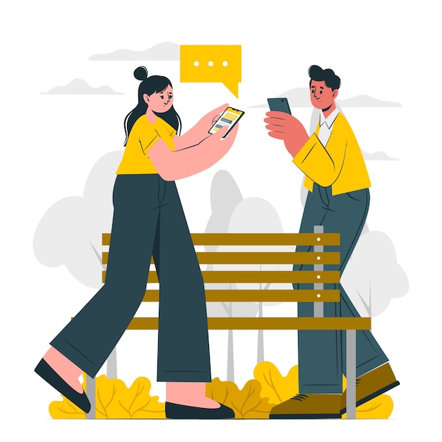 走路看手机人物插画