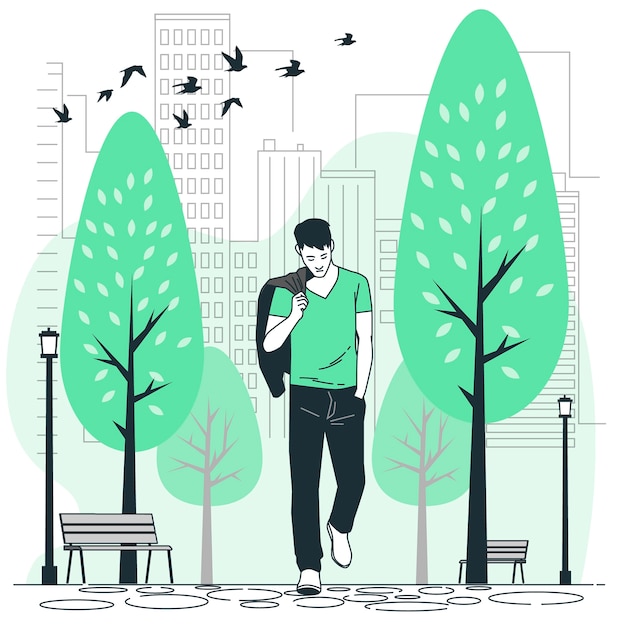 走路的人物插画