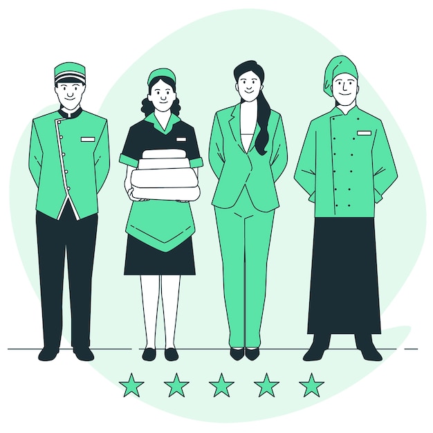 酒店员工服务人员插画