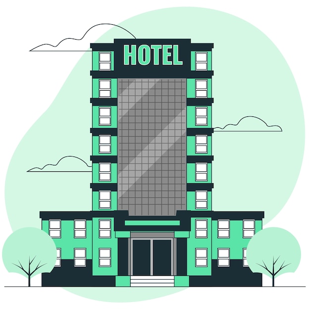 酒店建筑房屋插画