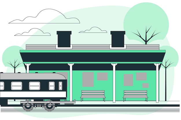 火车站插画