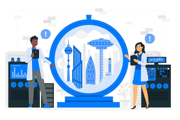 时间机器穿越时间概念插画