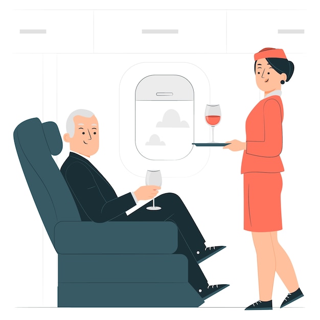 头等舱服务插画