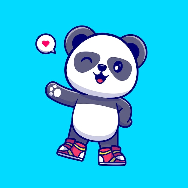 熊猫挥手打招呼插画