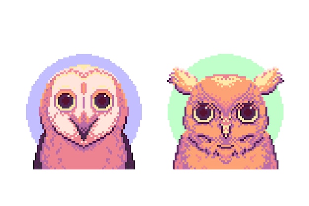 像素风格猫头鹰插画