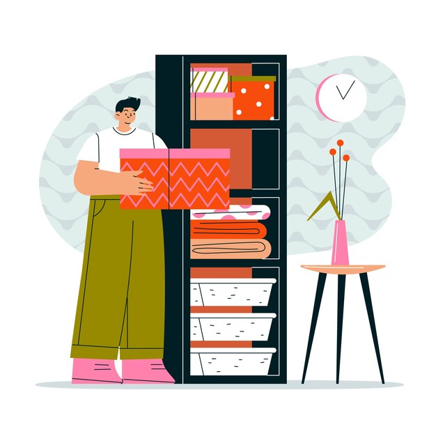 整理物品的人插画