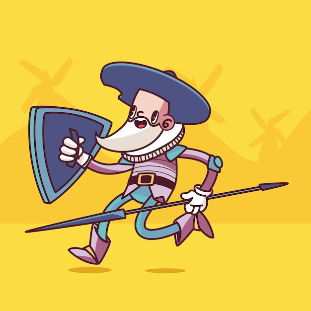 手绘堂吉诃德插画