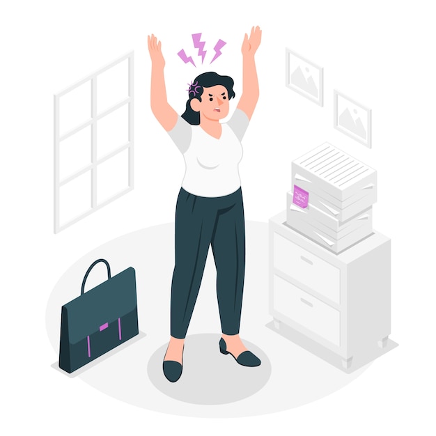 愤怒的女人插画