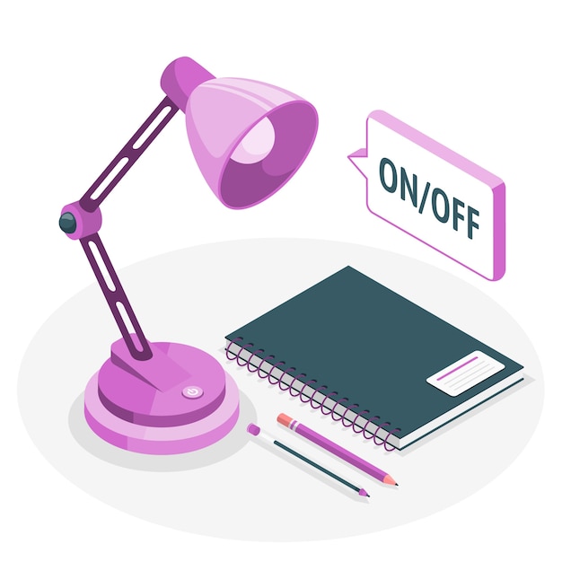 台灯笔记本插画