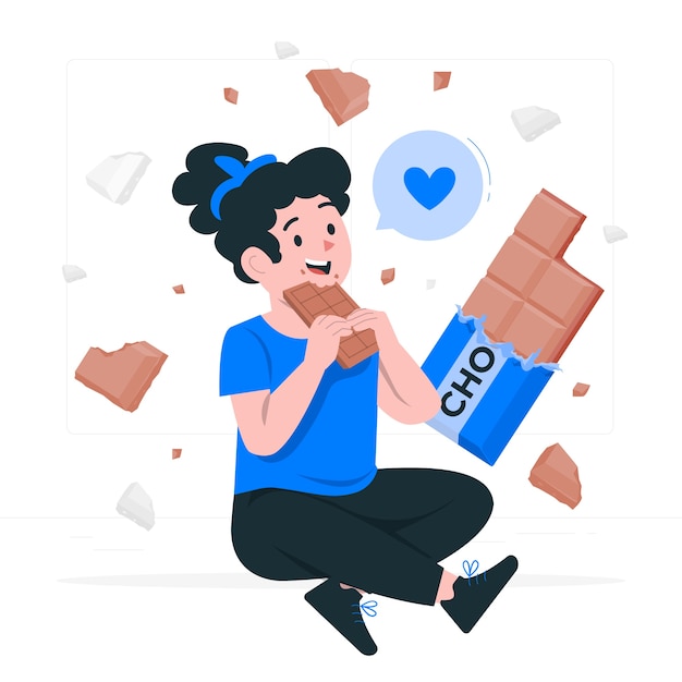 吃巧克力的人插画