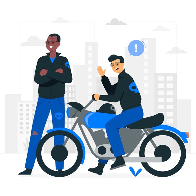 骑摩托车的人插画