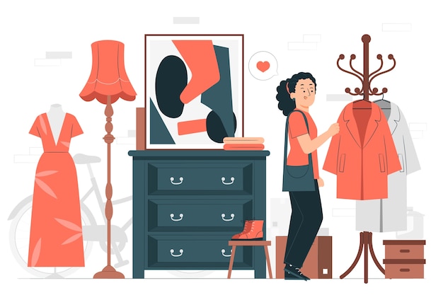 旧物市场扁平插画