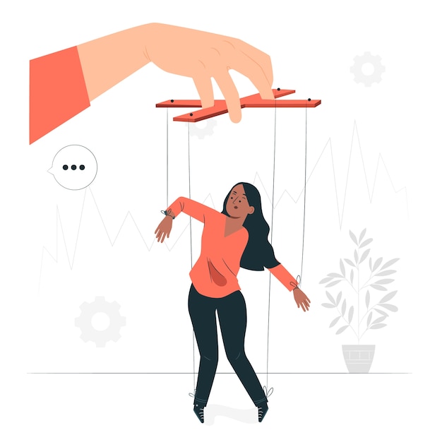 提线木偶扁平插画