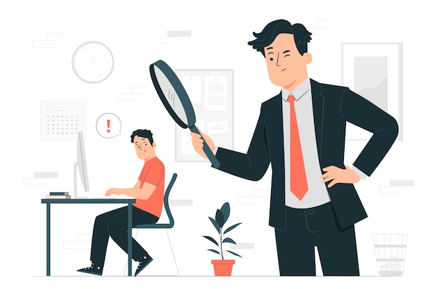 工作监督扁平插画