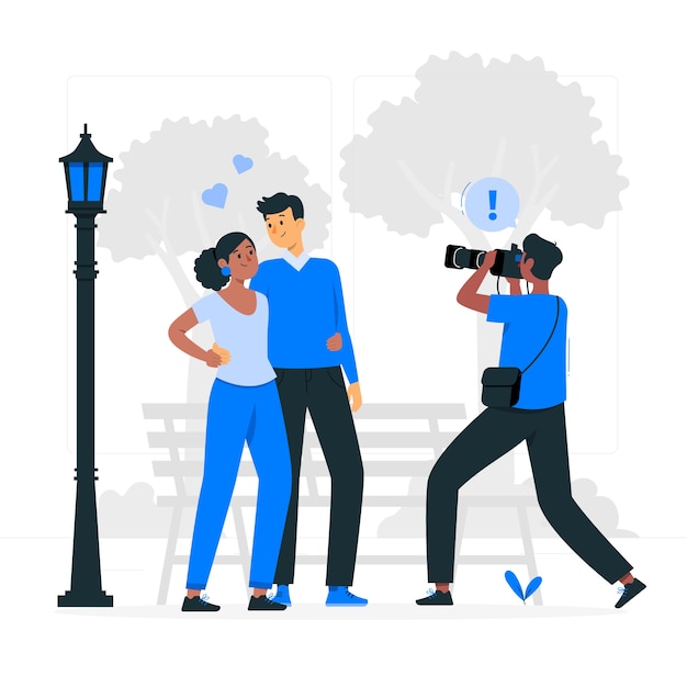 户外拍照扁平插画