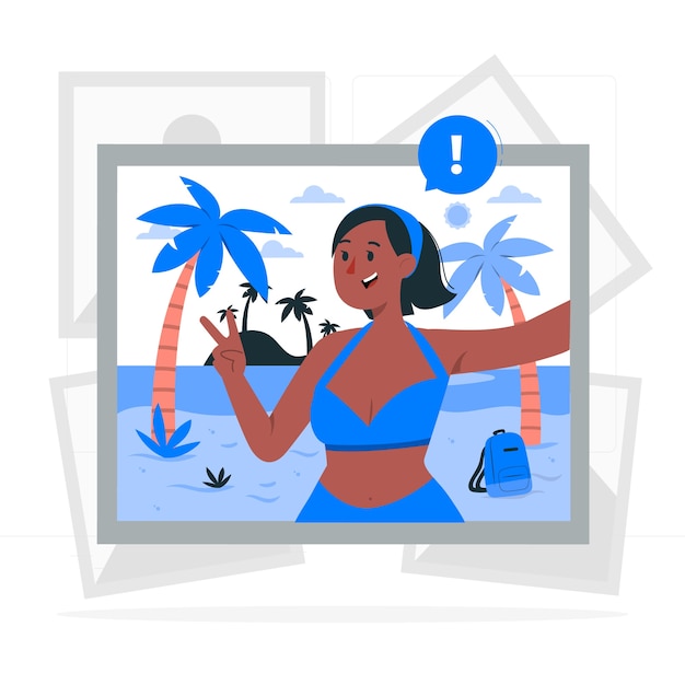 旅行自拍扁平插画