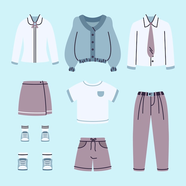 手绘校服元素插画