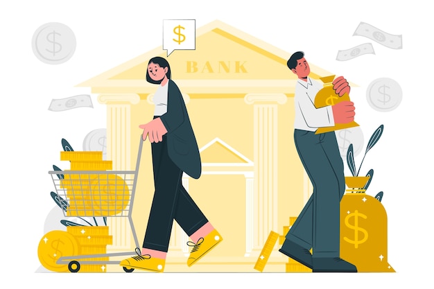 银行业务取钱概念插画