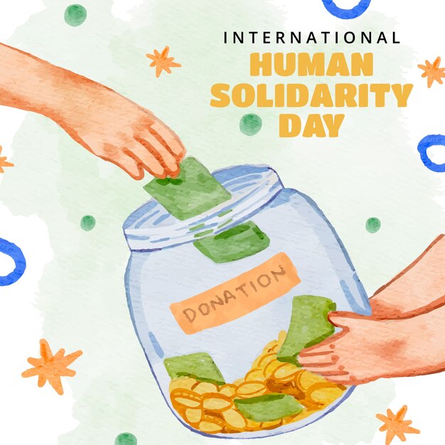 水彩国际人类团结日插画