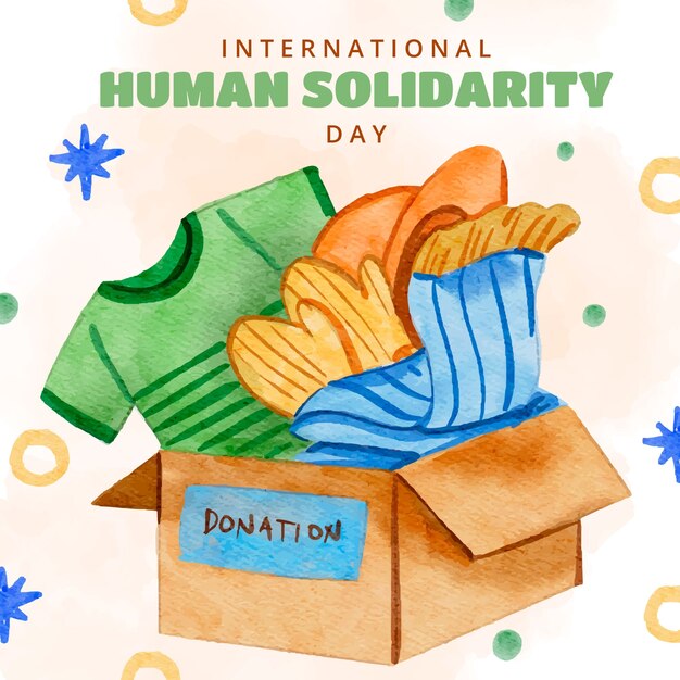水彩国际人类团结日插画