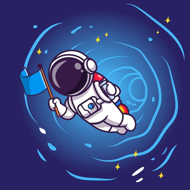 宇航员飞行插画