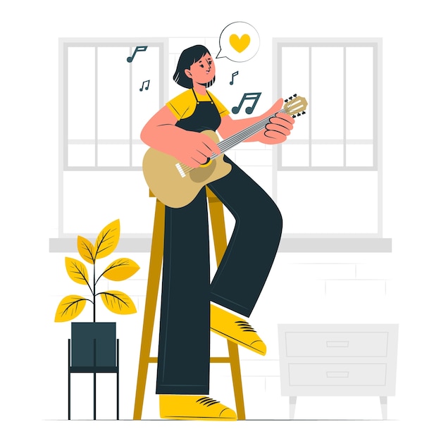 弹吉他人物扁平插画