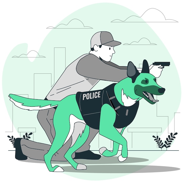 警察警犬插画