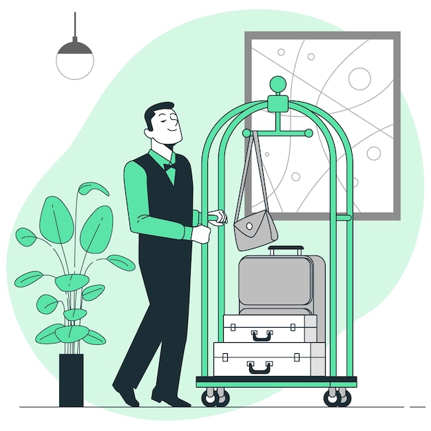 酒店服务员侍者扁平插画