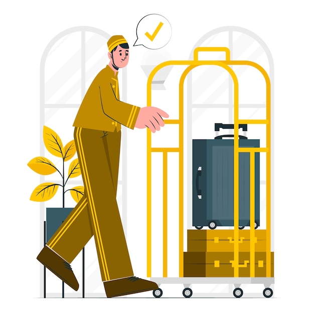 酒店服务员侍者扁平插画