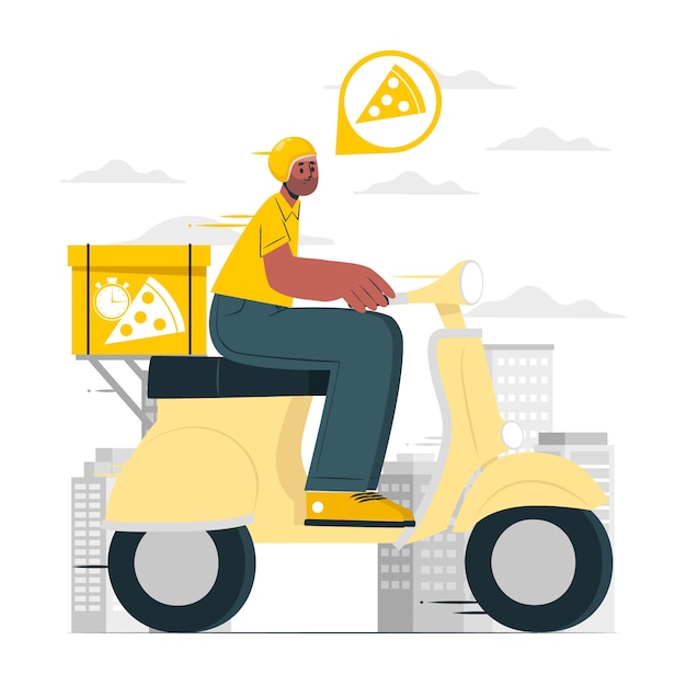 披萨外卖送货扁平插画