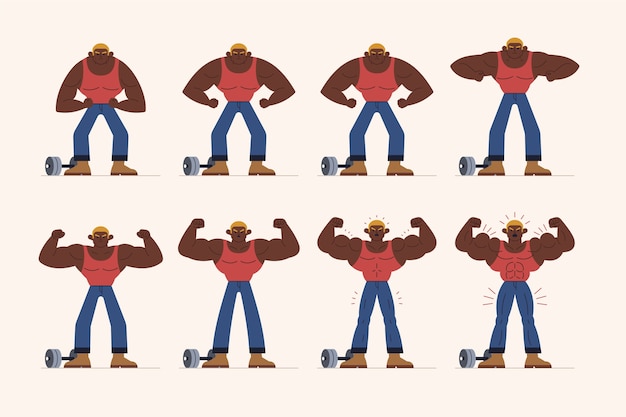 健身的人帧动画序列帧插画