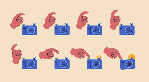 照相按下快门动画帧序列帧插画