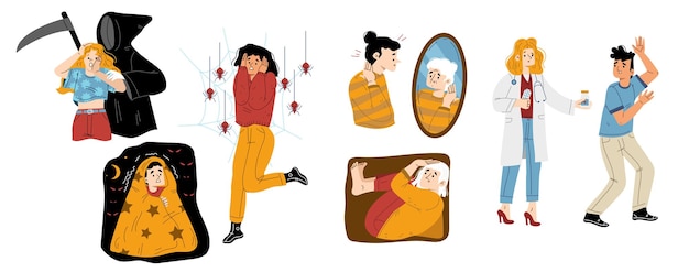 恐惧害怕的人物插画