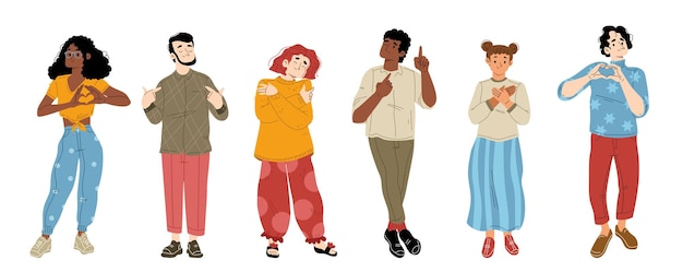 自爱的人比心人物插画