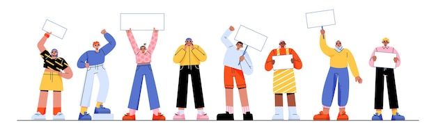 举着牌子的人物插画