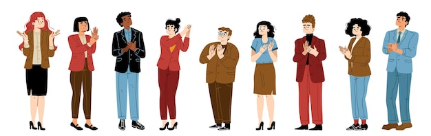 鼓掌祝贺的人物插画