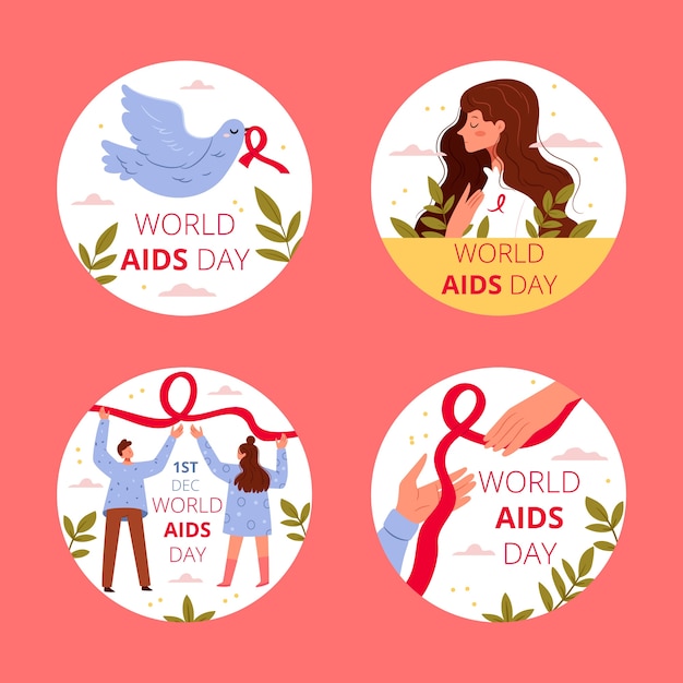 世界艾滋病日纪念标签徽章