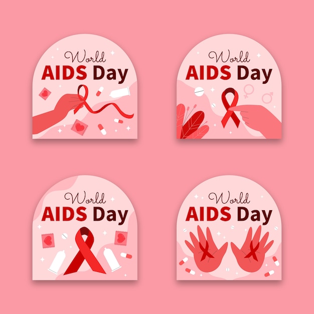 世界艾滋病日纪念标签徽章