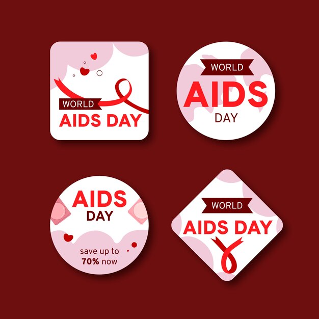 世界艾滋病日纪念标签徽章