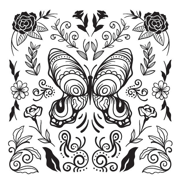 蝴蝶花朵花卉图案