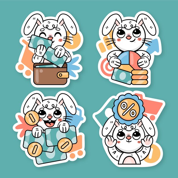 小兔子罗尼贴纸插画