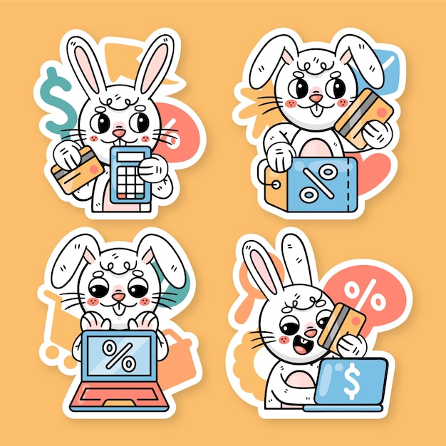 小兔子罗尼贴纸插画