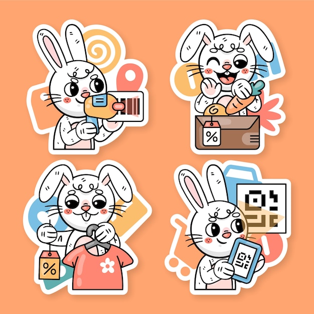 小兔子罗尼贴纸插画