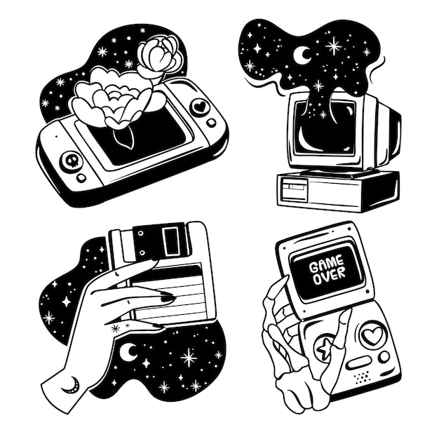 黑白游戏主题插画