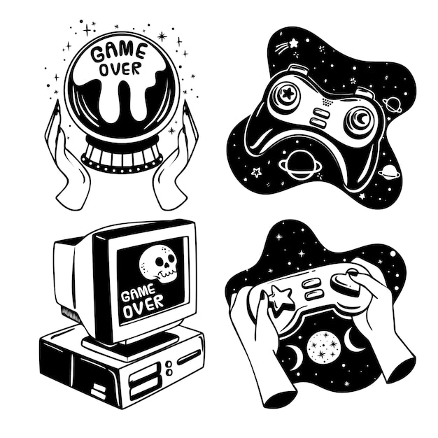 黑白游戏主题插画