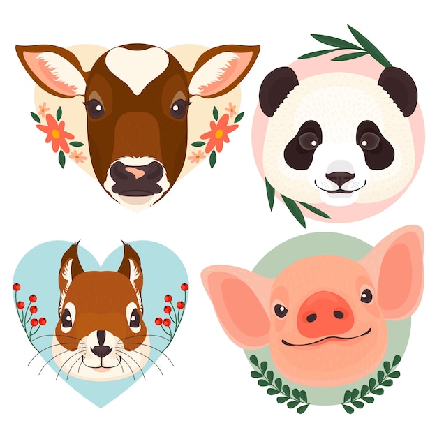 牛熊猫猪兔子动物插画