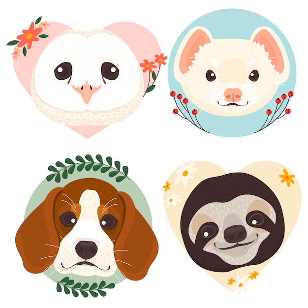 猫头鹰狗动物插画